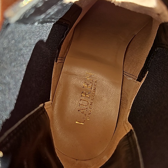 Lauren Ralph Lauren Mylah Metallic Golden Leather Booties Ankle Pull-On Sz 10 - Picture 14 of 17